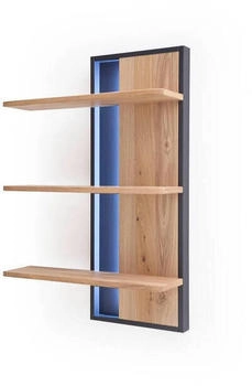 Livetastic Wandregal Anthrazit Eiche Holz Eiche furniert massiv 70x105x25 cm
