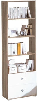 CarryHome Regal weiß Sonoma Eiche 3 Fächer 2 Schubladen 60x190x33 cm