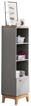Paidi Standregal Sten Grau Eiche massiv 2 F&auml;cher 1 Schubladen 48,2x161,3x39,6 cm