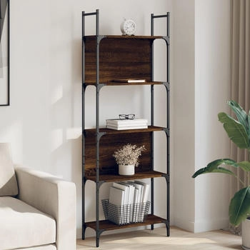 vidaXL B&uuml;cherregal 5 B&ouml;den Braun Eichen-Optik 60,5x24x166,5 cm (838867)