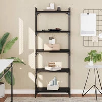 vidaXL B&uuml;cherregal 5 B&ouml;den Schwarz 60x30x154 cm Holzwerkstoff