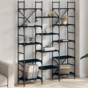vidaXL B&uuml;cherregal Schwarz 127,5x28,5x172,5 cm (838868)