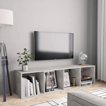 vidaXL B&uuml;cherregal/TV-Schrank Betongrau 143&times;30&times;36 cm (800265)