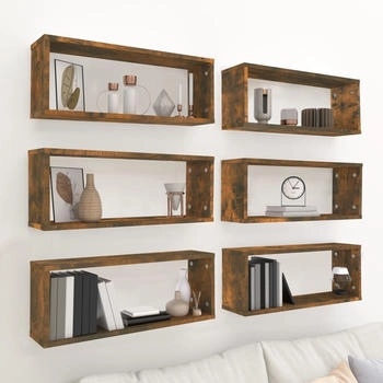 vidaXL W&uuml;rfelregale 6 Stk. R&auml;uchereiche 60x15x23 cm (815926)
