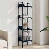 vidaXL B&uuml;cherregal 4 B&ouml;den Schwarz 35x30x138,5 cm Holzwerkstoff