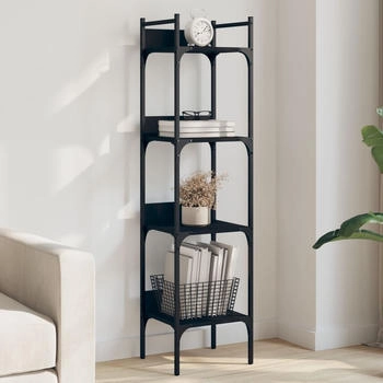 vidaXL B&uuml;cherregal 4 B&ouml;den Schwarz 35x30x138,5 cm (838848)