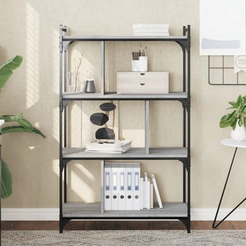 vidaXL B&uuml;cherregal 4 B&ouml;den Grau Sonoma 76x32x123 cm (833938)