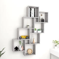 vidaXL W&uuml;rfelregal Betongrau 90x15x119 cm Holzwerkstoff