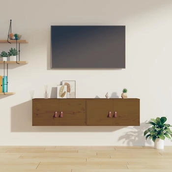 vidaXL Wandschränke 2 Stk. Honigbraun 60x30x30 cm Massivholz Kiefer (818372)