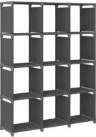 vidaXL W&uuml;rfel-Regal 12 F&auml;cher Grau 103x30x141 cm Stoff