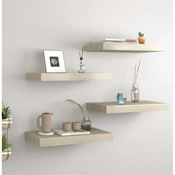 vidaXL Schwebende Wandregale 4 Stk. Eichefarben 40x23x3,8cm MDF (323870)
