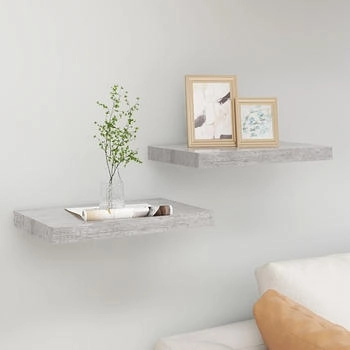 vidaXL Schweberegale 2 Stk. Betongrau 50x23x3,8 cm MDF (326595)