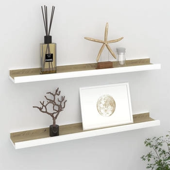 vidaXL Wandregale 2 Stk. Wei&szlig; und Sonoma-Eiche 60x9x3 cm (326690)