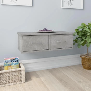 vidaXL Wand-Schubladenregal Betongrau 60x26x18,5 cm (800589)