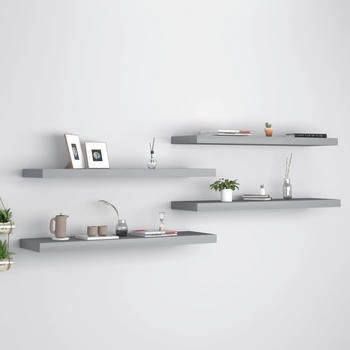 vidaXL Schwebende Wandregale 4 Stk. Grau 90x23,5x3,8cm MDF (323861)
