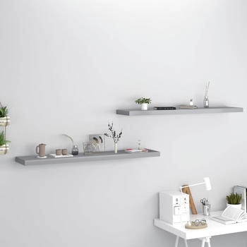 vidaXL Schwebende Wandregale 2 Stk. Grau 120x23,5x3,8 cm MDF (323863)