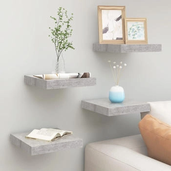 vidaXL Schweberegale 4 Stk. Betongrau 23x23,5x3,8 cm MDF (326590)