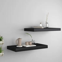 vidaXL Schweberegale 2 Stk. Schwarz 50x23x3,8 cm MDF