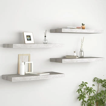 vidaXL Schweberegale 4 Stk. Betongrau 60x23,5x3,8 cm MDF (326599)