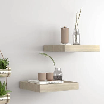 vidaXL Schwebende Wandregale 2 Stk. Eichefarben 23x23,5x3,8cm MDF (323866)