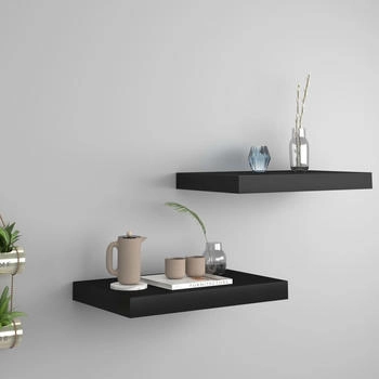 vidaXL Schweberegale 2 Stk. Schwarz 40x23x3,8 cm MDF (323827)