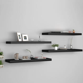 vidaXL Schweberegale 4 Stk. Schwarz 80x23,5x3,8 cm MDF (323837)