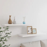 vidaXL Schweberegale 2 Stk. Eichen-Optik und Wei&szlig; 80x23,5x3,8 cm MDF