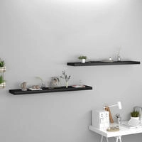 vidaXL Schweberegale 2 Stk. Schwarz 120x23,5x3,8 cm MDF