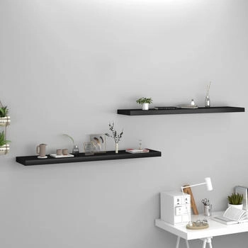 vidaXL Schweberegale 2 Stk. Schwarz 120x23,5x3,8 cm MDF (323842)