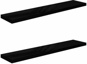 vidaXL Schweberegale 2 Stk. Hochglanz-Schwarz 120x23,5x3,8 cm MDF (323779)