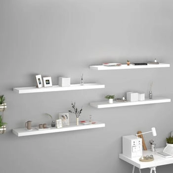 vidaXL Schweberegale 4 Stk. Weiß 120x23,5x3,8 cm MDF (323822)