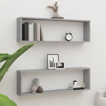 vidaXL Wandregale 2 Stk. Grau Sonoma 100x15x30 cm (815909)