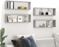 vidaXL W&uuml;rfelregale 4 Stk. Betongrau 80x15x26,5 cm Holzwerkstoff