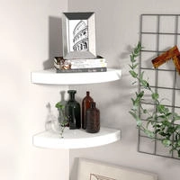 vidaXL Schwebende Eckregale 2 Stk. Hochglanz-Wei&szlig; 25x25x3,8 cm MDF