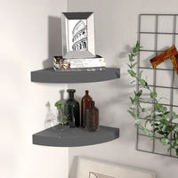 vidaXL Eck-Schweberegale 2 Stk. Hochglanz-Grau 25x25x3,8 cm MDF
