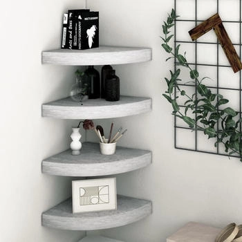 vidaXL Eck-Schweberegale 4 Stk. Betongrau 35x35x3,8 cm MDF (326644)