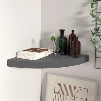 vidaXL Eck-Schweberegal Hochglanz-Grau 35x35x3,8 cm MDF (323913)