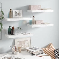 vidaXL Schweberegale 4 Stk. Hochglanz-Wei&szlig; 50x23x3,8 cm MDF