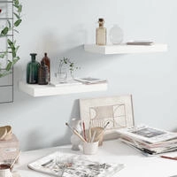 vidaXL Schweberegale 2 Stk. Hochglanz-Wei&szlig; 40x23x3,8 cm MDF