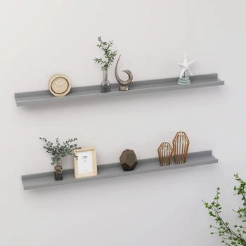 vidaXL Wandregale 2 Stk. Grau 100x9x3 cm (326672)