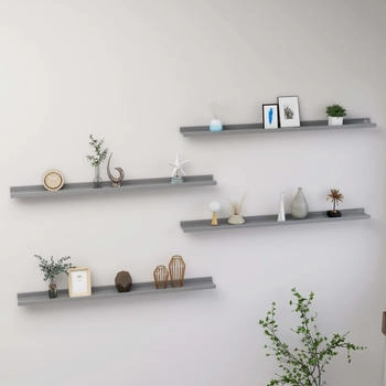 vidaXL Wandregale 4 Stk. Grau 100x9x3 cm (326677)