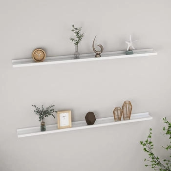 vidaXL Wandregale 2 Stk. Hochglanz-Wei&szlig; 115x9x3 cm (326652)