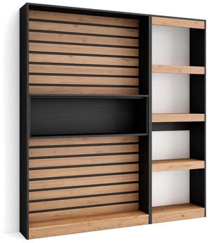 Skraut Home B&uuml;cherregal Bibliothek, 170x186x25cm Eiche Schwarz