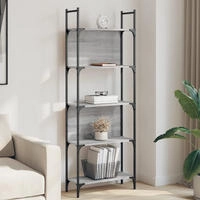 vidaXL B&uuml;cherregal 5 B&ouml;den Grau Sonoma 60,5x24x166,5 cm Holzwerkstoff