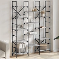 vidaXL B&uuml;cherregal Grau Sonoma 127,5x28,5x172,5 cm Holzwerkstoff