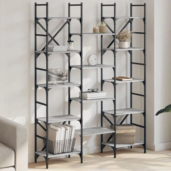 vidaXL B&uuml;cherregal Grau Sonoma 127,5x28,5x172,5 cm (838871)