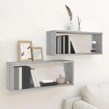 vidaXL Würfelregale 2 Stk. Grau Sonoma 60x15x23 cm (815927)