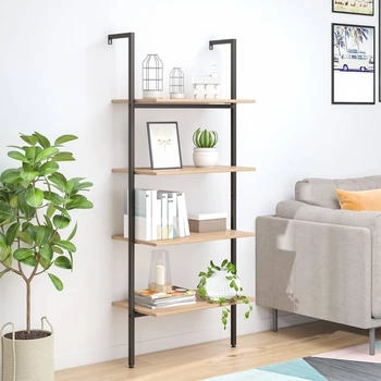 vidaXL Leiterregal mit 4 B&ouml;den Hellbraun und Schwarz 64x35x152,5 cm (336382)
