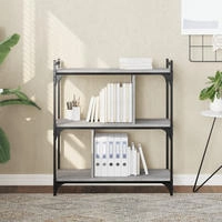 vidaXL B&uuml;cherregal 3 B&ouml;den Grau Sonoma 76x32x88 cm Holzwerkstoff