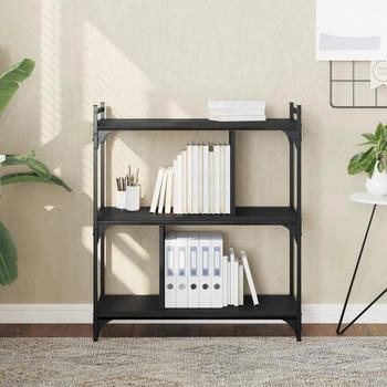 vidaXL B&uuml;cherregal 3 B&ouml;den Schwarz 76x32x88 cm (833930)